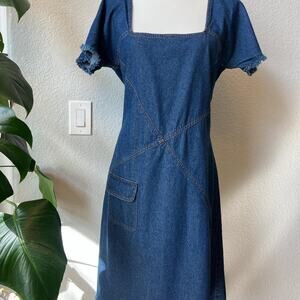 Vintage 90s Le Mieux Denim Maxi Dress